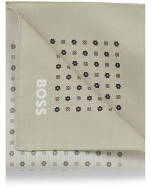 BOSS Printed Pocket Square With Logo - Natural