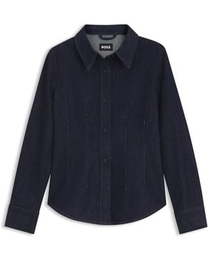 BOSS Slim-Fit Denim-Hemd Mit Naht-Details - Blau