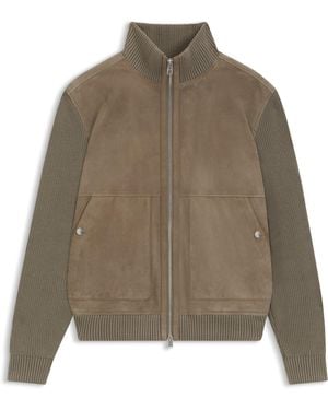 BOSS Veste En Cuir Suédé Avec Manches En Coton Mélangé - Neutre