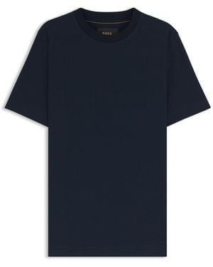 BOSS Cotton-Silk T-Shirt With Prince Of Wales Check - Blue