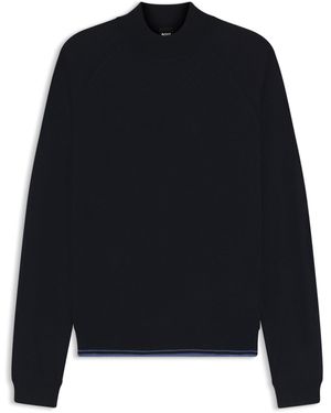 BOSS Wool-Blend Sweater With Mock Neck - Black