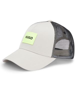 HUGO Twill Trucker Cap With Logo Label And Snap Back Closure - White