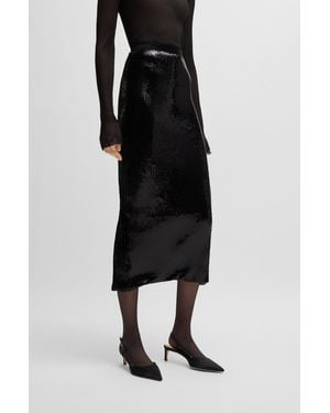 BOSS Relaxed-fit Maxi Skirt With Sequin Embellishments - Black
