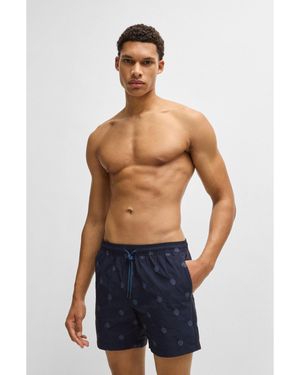 BOSS Quick-Dry Swim Shorts With Double B Monograms - Blue