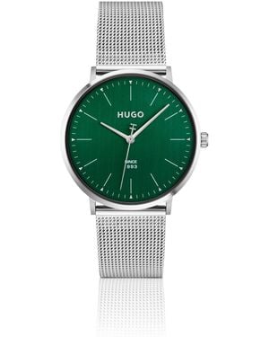 HUGO #Style 3H Uhr Mit Mesh-Armband Und Grünem Zifferblatt