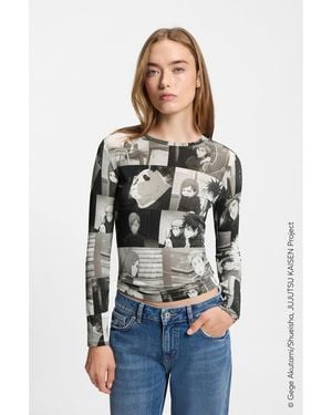 HUGO X Jujutsu Kaisen Top With Character Prints - Grey