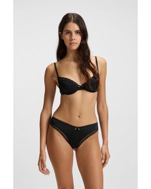 HUGO Lace-Trim Bra - Black