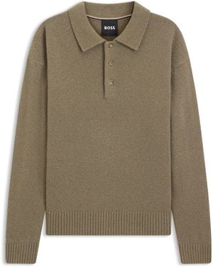 BOSS Pullover Aus Schurwolle Mit Polokragen - Grün