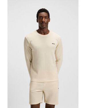 BOSS Ottoman Pyjama T-Shirt With Embroidered Logo - Natural