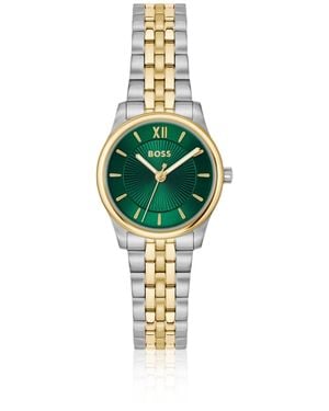 BOSS Graceful Two-Tone Watch With Sunburst-Patterned Dial - Green