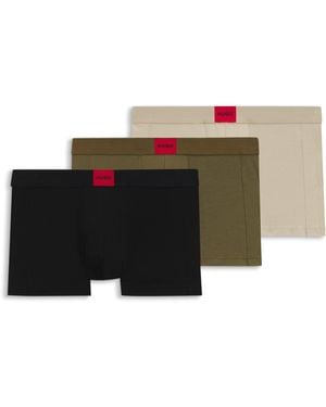 HUGO Set Van Drie Korte Boxershorts Met Logotailleband Van Stretchkatoen - Zwart
