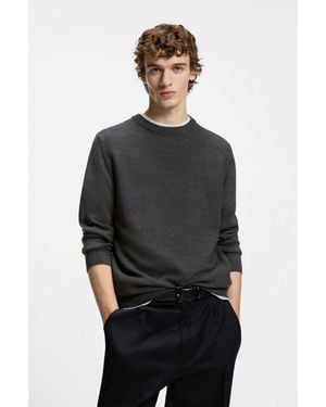 BOSS Mixed-Structure Sweater - Grey