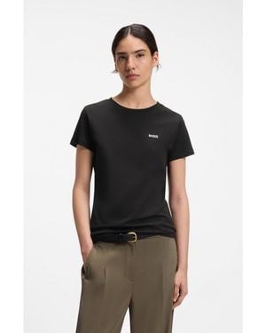 BOSS Cotton-Jersey T-Shirt With Logo Detail - Black