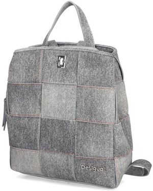 Desigual Lederimitat Rucksack - Grau