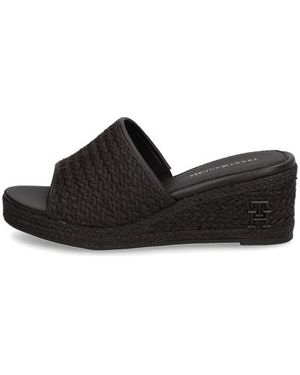 Tommy Hilfiger Th Rope Wedge Sandal - Schwarz