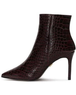 Kazar Kastanienbraune Stiefel Mit Geprägtem Krokomuster