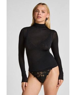 Hunkemöller Super Soft Turtleneck Shirt With Cashmere - Black