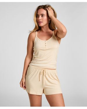Hunkemöller Pyjama Top Gestreift mit Knopfleiste - Natur