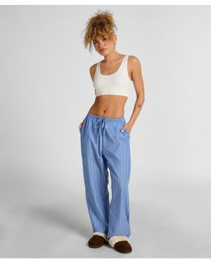 Hunkemöller Pantalón de pijama de algodón tejido a rayas - Azul
