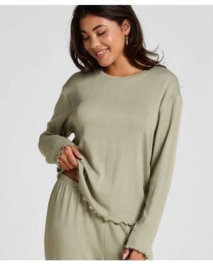 Hunkemöller Pyjama Top Loose Pointelle - Groen