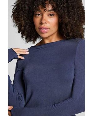 Hunkemöller Super Soft Boatneck Shirt With Cashmere - Blue