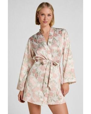 Hunkemöller Kimono Met Bloemen - Naturel