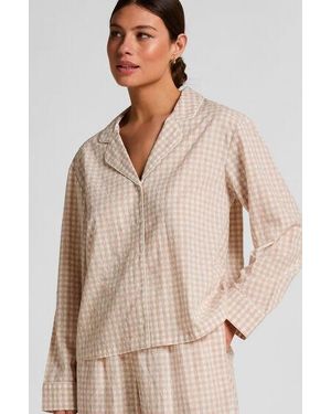 Hunkemöller Dobby Pyjama Jacket Woven Cotton - Natural