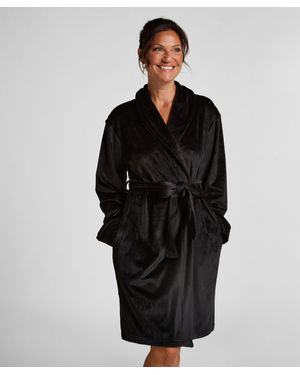 Hunkemöller Korte Badjas Velours - Zwart