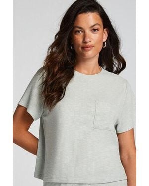 Hunkemöller Rib Short-Sleeved Top - Grey