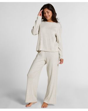 Hunkemöller Pyjamabroek Loose Pointelle - Naturel