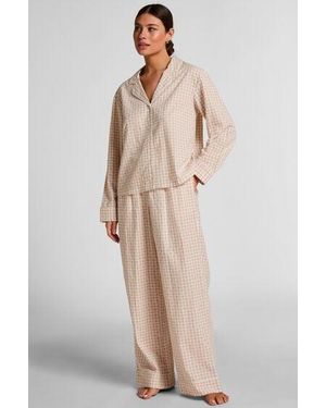 Hunkemöller Dobby Pyjama Pant Woven Cotton - Natural
