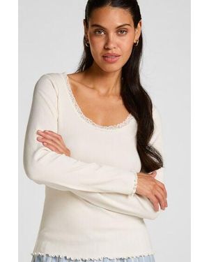 Hunkemöller Top Jersey Lace - Natural