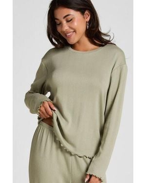 Hunkemöller Pyjama Top Loose Pointelle - Green