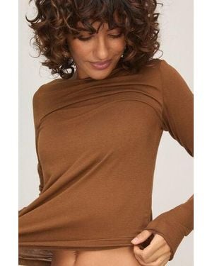Hunkemöller Super Soft Boatneck Shirt With Cashmere - Brown