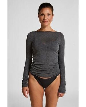 Hunkemöller Super Soft Boatneck Shirt With Cashmere - Grey