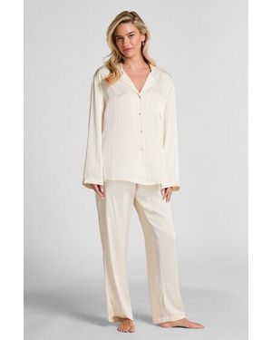 Hunkemöller Satin Pinstripe Trousers - Natural