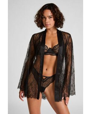 Hunkemöller Kimono Allover Lace - Black