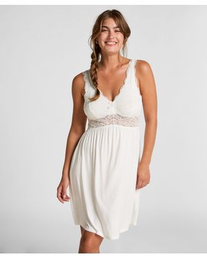 Hunkemöller Vestido lencero Nora Lace - Blanco