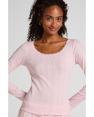 Hunkemöller Pyjama Top Pointelle - Pink