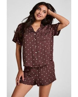Hunkemöller Pyjama Short Satin - Bruin