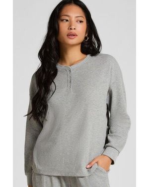 Hunkemöller Top Waffle Henley - Grey