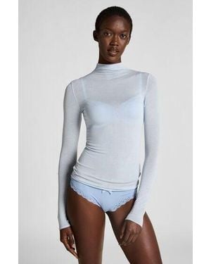 Hunkemöller Super Soft Turtleneck Shirt With Cashmere - Blue