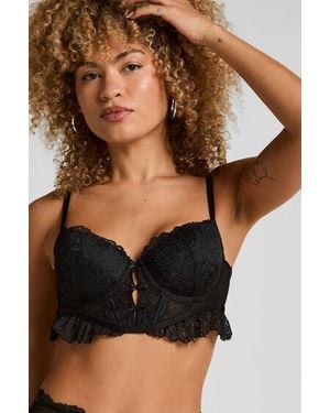 Hunkemöller Posie Padded Underwired Longline Bra - Black