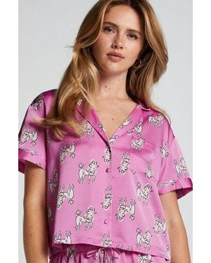 Hunkemöller Satin Short-Sleeved Jacket - Red