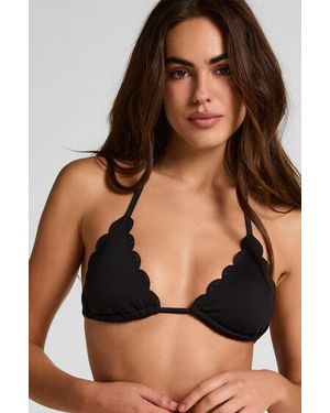Hunkemöller Scallop Floral Triangle Bikini - Black