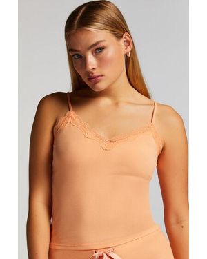 Hunkemöller Cami Rib Lace Top - Brown
