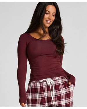 Hunkemöller Longsleeved Jersey Pyjama Top - Red