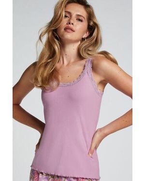 Hunkemöller Ribbed Lace Singlet - Purple