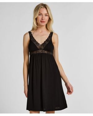 Hunkemöller Camisón de Jersey con Encaje - Negro