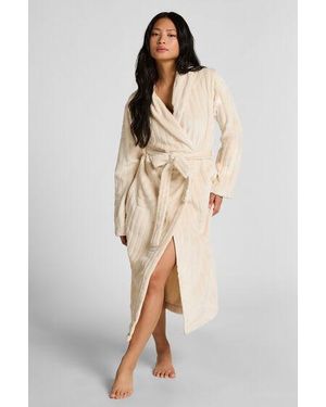 Hunkemöller Fleece Bathrobe - Natural